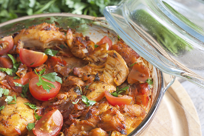 Photo of a chicken stew dish in a bow